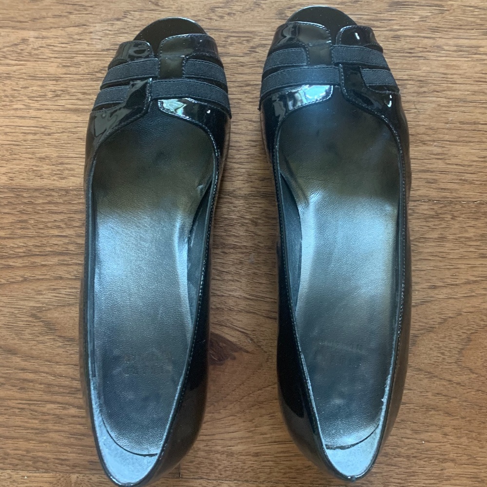 Stuart Weitzman Patent Leather Peep-Toe Pumps